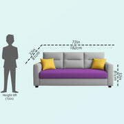Evona 3 Seater Sofa Set for Living Room (Purple Grey Colour Fabric) Premium Fabric Sofa