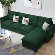 Andon 6 Seater L Shape Sofa Set for Living Room (Black Grey Fabric) Left Side Sofa