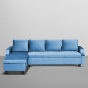 Asper LHS 6 Seater L Shape Sofa Set for Living Room (Turquise Fabric) Premium Fabric Sofa