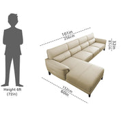 Janifer LHS 6 Seater L Shape Sofa Set for Living Room (Cream Colour) Premium Fabric Sofa Set