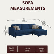 Oslo 4 Seater RHS L Shape Sofa Set for Living Room (Blue Fabric) Premium Fabric Sofa Set for Living Room