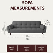 Francois 3 Seater Convertible Sofa Cum Bed for Living Room (Dark Grey Fabric) Premium Fabric Sofa