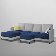 Swaloni LHS 6 Seater L Shape Sofa Set with Center Table for Living Room (Blue Grey) Premium Fabric Sofa