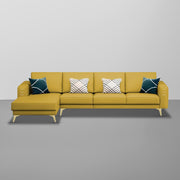 Falco LHS 6 Seater L Shape Sofa Set for Living Room (Yellow Fabric) Premium Fabric Sofa
