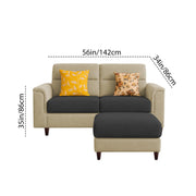 Casaliving Nancy 2 Seater with Ottoman Sofa Set for Living Room (Black Colour) Premium Fabric Sofa Set