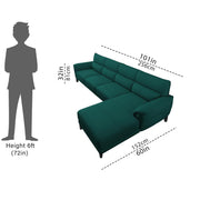 Janifer RHS 6 Seater L Shape Sofa Set for Living Room (Pine Colour) Premium Fabric Sofa Set