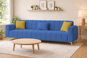 Velour Modern Velvet Sofa, Tufted Design Upholstered 3 Seater Sofa Set for Living Room, (Black Colour) Premium Velvet Fabric Sofa