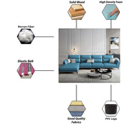 Morken LHS 6 Seater L Shape Sofa Set for Living Room (Turquise) Premium Fabric Sofa