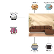 Dorian RHS 6 Seater L Shape Sofa Set for Living Room (Brown Fabric) Premium Fabric Sofa