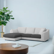 Cortina LHS 4 Seater L Shape Sofa Set for Living Room (Black Grey Fabric) Premium Fabric Sofa
