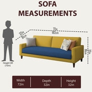 Kaven 3 Seater Sofa Set for Living Room (Yellow Grey Colour Fabric) Premium Fabric Sofa