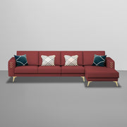 Falco RHS 6 Seater L Shape Sofa Set for Living Room (Maroon Fabric) Premium Fabric Sofa