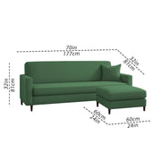 Valkyrie 4 Seater L Shape Convertible Sofa Set for Living Room, 3 Seater & Ottoman Modular Sectional Couch for Small Space (Green Colour) Fabric