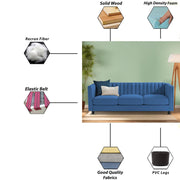 Casaliving Martine 3 Seater Sofa Set for Living Room (Blue Fabric) | Premium Fabric Sofa