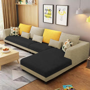 Casaliving Margreta RHS 6 Seater L Shape Sofa Set for Living Room (Black Grey Fabric) Premium Fabric Sofa