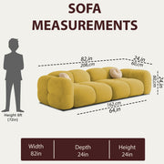 Casaliving Vetras Modern Velvet Bubble Cloud Sofa, Tufted Design Upholstered 3 Seater Sofa Set for Living Room,(Blue Colour) Premium Velvet Fabric Sofa