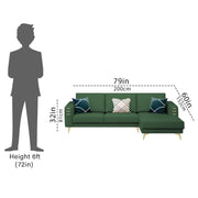 Falco RHS 4 Seater L Shape Sofa Set for Living Room (Green Fabric) Premium Fabric Sofa