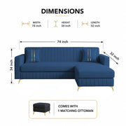 Casaliving Oliveira 4 Seater L Shape Convertible Sofa Set for Living Room, 3 Seater & Ottoman Modular Sectional Couch for Small Space (Yellow) Fabric