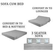 Mapron 1 Seater Sofa Cum Bed with 1 Cushions for Living Room (Black Fabric) Premium Fabric Sofa 2.5x6 Feet