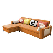 Denis 5 Seater L Shape Sofa Set for Living Room (Orange Fabric) Premium Fabric Sofa
