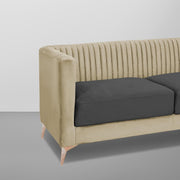 Ember 3 Seater Sofa Set for Living Room (Cream Black Colour) Premium Fabric Sofa