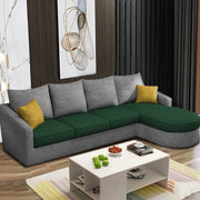 Shrank Round Lounger L Shape 6 Seater Sofa Set for Living Room (Green Grey) Fabric Sofa | RHS