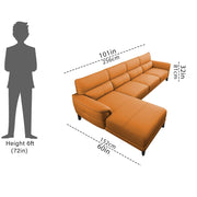Janifer LHS 6 Seater L Shape Sofa Set for Living Room (Orange Colour) Premium Fabric Sofa Set