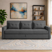 Treshta 3 Seater Pull-Out Premium Fabric Sofa Cum Bed Sofa Set for Living Room (Black Fabric Color) Premium Fabric Sofa Set for Living Room Sofa Cum Bed