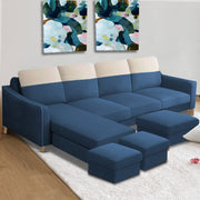 Alyona RHS 8 Seater L Shape Sofa Set for Living Room with Puffy (Grey Fabric)