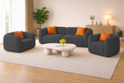 Vesta Modern Velvet Bubble Cloud Sofa, Tufted Design Upholstered 3+1+1 Seater Sofa Set for Living Room, (Black Colour) Premium Velvet Fabric Sofa