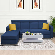 Emma RHS 6 Seater L Shape Sofa Set for Living Room (Blue Fabric)