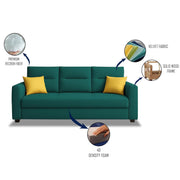 Evona 3 Seater Sofa Set for Living Room (Pine Colour Fabric) Premium Fabric Sofa