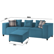 Karoline 3 Seater Sofa Set with Center Table for Living Room (Black Colour) Premium Fabric Sofa