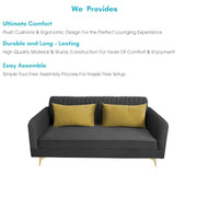 Deren 3 Seater Sofa Set for Living Room (Black Colour) Premium Fabric Sofa