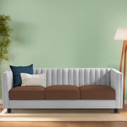 Martine 3 Seater Sofa Set for Living Room (Brown Grey Fabric) | Premium Fabric Sofa