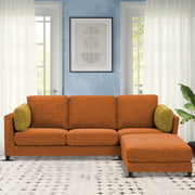 Nairo 4 Seater Interchangeable L Shape Sofa with Ottoman for Living Room (Orange Fabric)