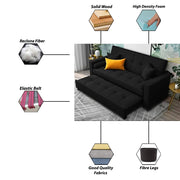Artic 3 Seater Sofa Cum Bed for Living Room (Black) Premium Velvet Fabric Sofa