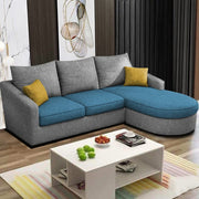 Shrank Round Lounger L Shape 4 Seater Sofa Set for Living Room (Turquise Grey) Fabric Sofa | RHS