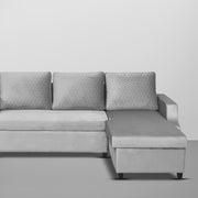 Asper RHS 4 Seater L Shape Sofa Set for Living Room (Grey Fabric) Premium Fabric Sofa