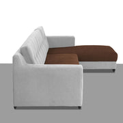 Fracher RHS 4 Seater L Shape Sofa Set for Living Room (Brown Grey Fabric) Premium Fabric Sofa