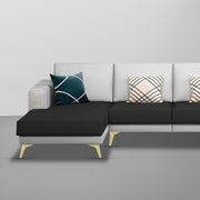Falco LHS 6 Seater L Shape Sofa Set for Living Room (Black Grey Fabric) Premium Fabric Sofa