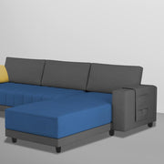 Linus RHS 4 Seater L Shape Sofa Set for Living Room (Blue Black Fabric) Premium Fabric Sofa