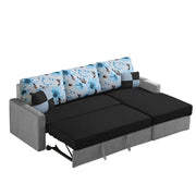 Rolando 4 Seater Sofa Cum Bed for Living Room (Cream Black) Premium Fabric Sofa