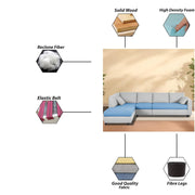 Dorian LHS 6 Seater L Shape Sofa Set for Living Room (Turquise Grey Fabric) Premium Fabric Sofa