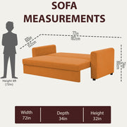 Clifton 3 Seater Sofa Cum Bed for Living Room (Orange Fabric) Premium Fabric Sofa