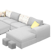 Badger RHS 8 Seater L Shape Sofa Set with Center Table for Living Room (Grey Fabric) Premium Fabric Sofa