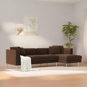 Vesco RHS 6 Seater L Shape Sofa Set for Living Room (Brown) Premium Fabric Sofa
