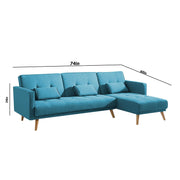 Convertible Futon RHS 4 Seater Sofa Cum Bed with Adjustable Backrest Sofa for Living Room (Blue Grey Colour) Premium Fabric Sofa