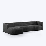 Rowan LHS 6 Seater L Shape Sofa Set for Living Room (Black Fabric) Premium Fabric Sofa