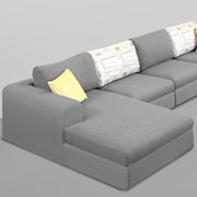 Badger LHS 6 Seater L Shape Sofa Set for Living Room (Black Fabric) Premium Fabric Sofa